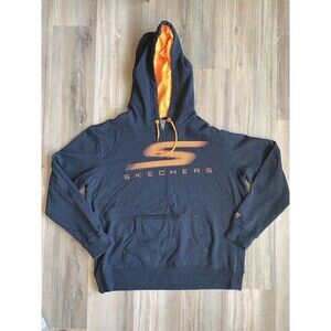Skechers Performance Division Men's Hooded Sweatshirt Orange/Grey Sz 2XL Pockets